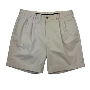 Brooks Brothers Pleated Chino Shorts Mens 37 Khaki Beige Cotton Classic